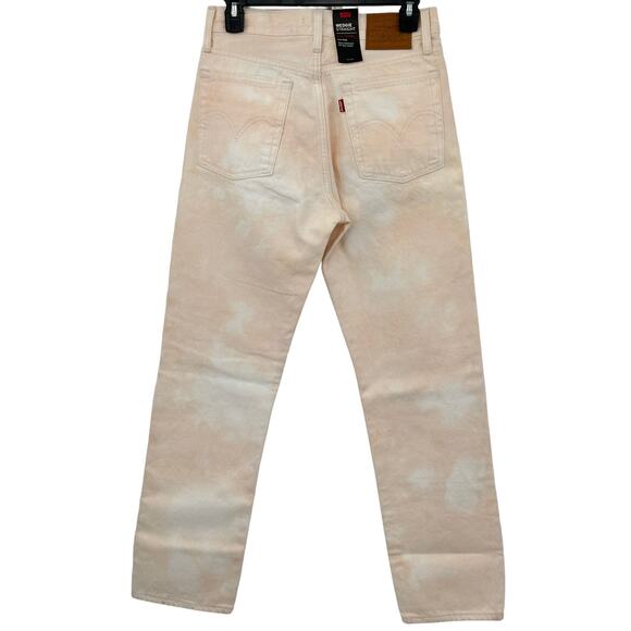 Levis Jeans Women 27x28 Premium Wedgie Straight Pink Button Fly High Rise‎ Big E - Picture 6 of 16